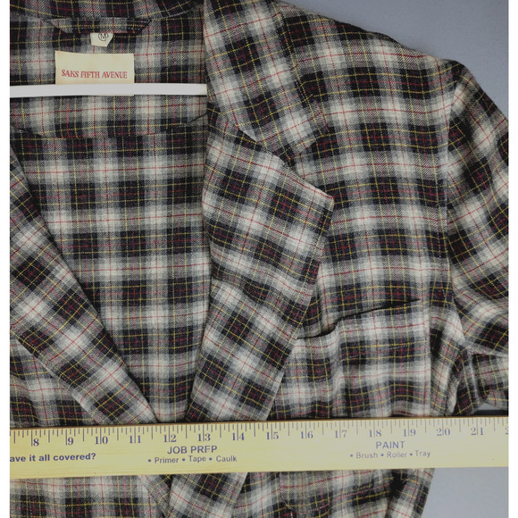 Vintage Saks Fifth Avenue Robe Men's Medium Plaid Viyella Belted Sleepwear - Picture 7 of 12